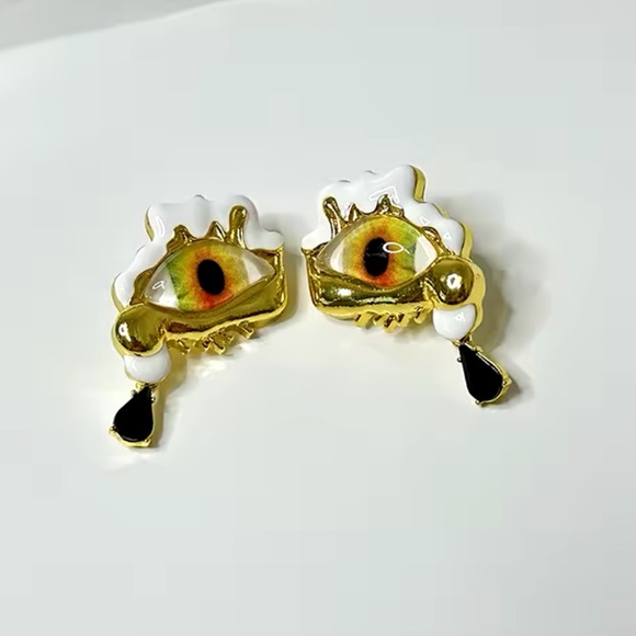Micola - Personality Art Devil's Eye Teardrop Earrings & Ring Set ( Adjustable) - Picture 13 of 15